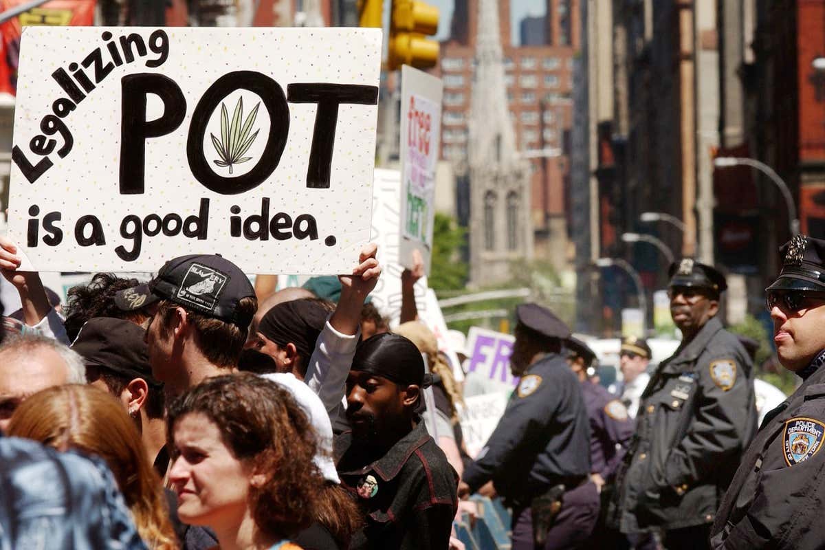 Hundreds of pro-cannabis demonstrators march in New York City