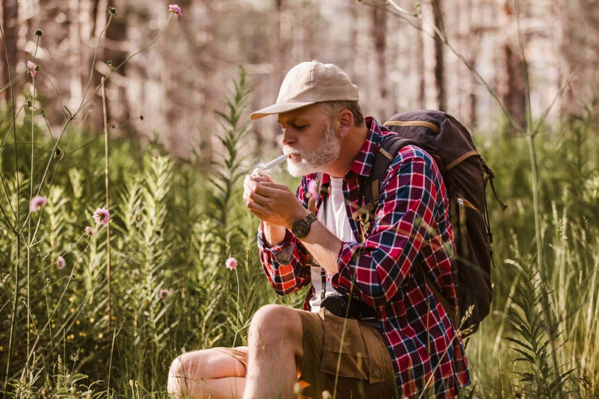 man smoking medical marijuana