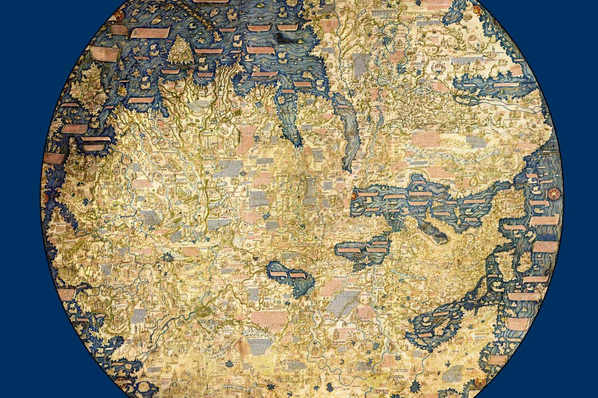 2R0BH12 The Fra Mauro map, ca 1450 by the Venetian cartographer Fra Mauro