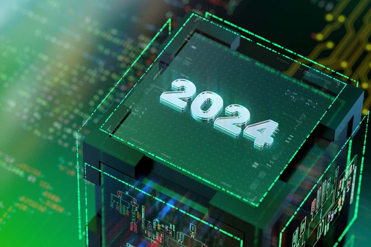 Year 2024 futuristic 3D render. Modern colours. WEB 3.0 colours.